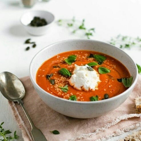 ​Крем-суп из запеченных томатов и перца