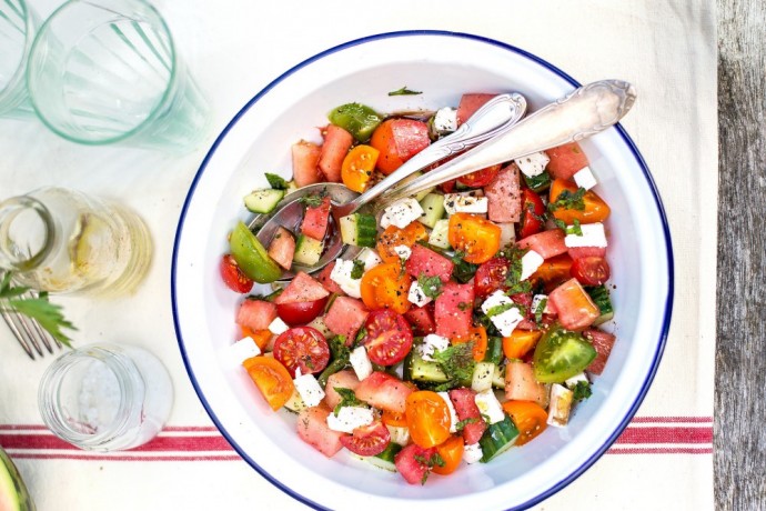 ​Греческий салат с арбузом