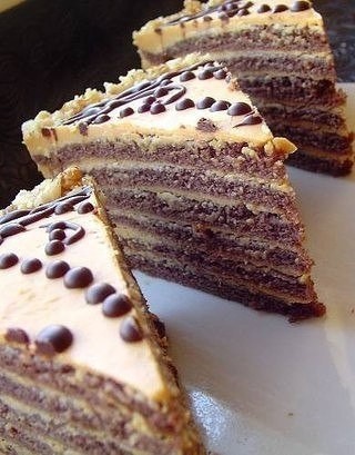 ​Шоколадный торт со сливочным кремом со сгущёнкой