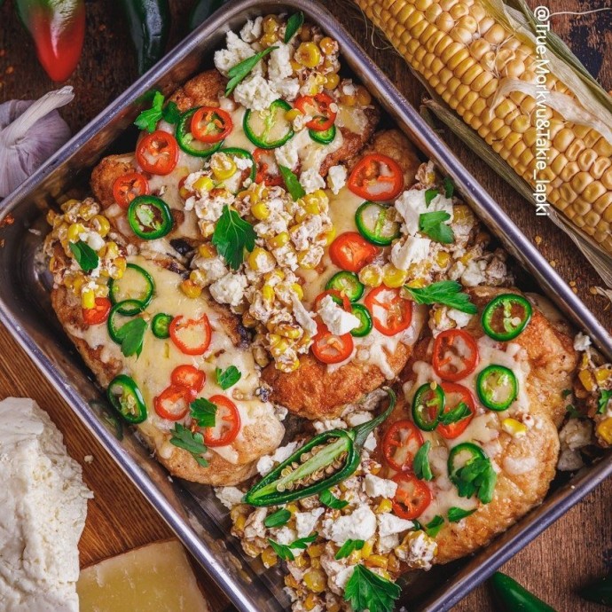 Сырная курица с кукурузой Сырная курица с кукурузой