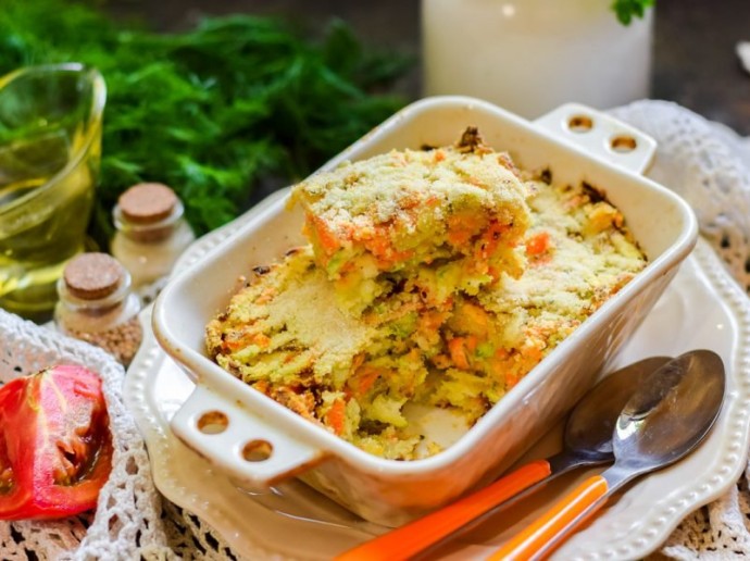 Быстрая запеканка из кабачка и моркови Быстрая запеканка из кабачка и моркови