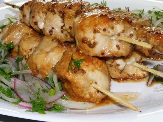Шашлык из курицы в духовке Шашлык из курицы в духовке