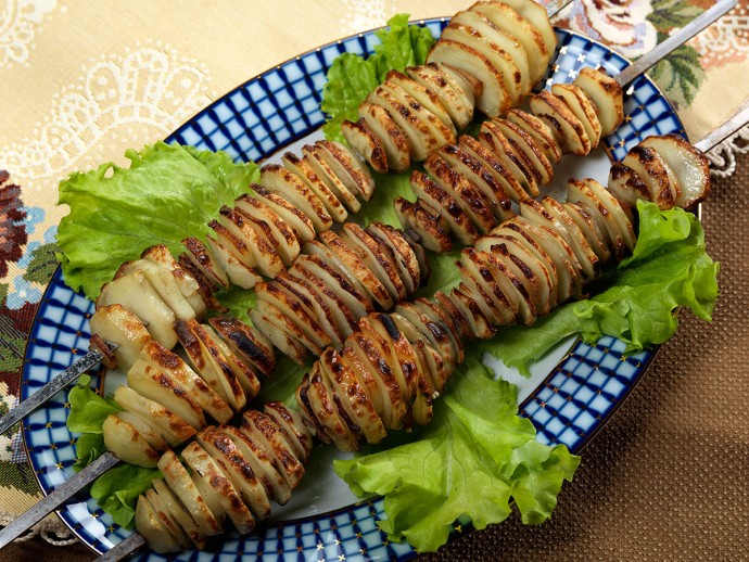 Шашлык из картошки с салом Шашлык на Шампуре