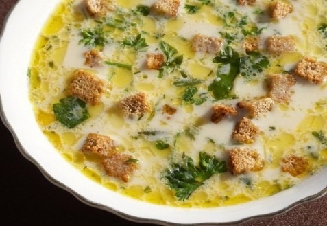 Сырный суп с гренками Сырный суп с гренками