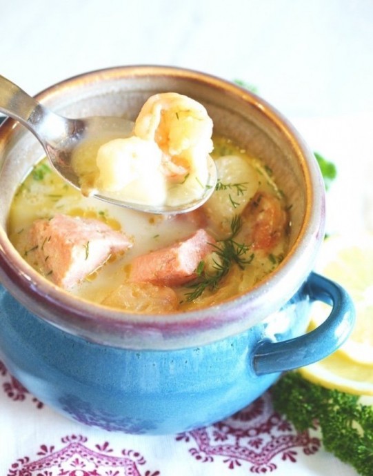 ​Сливочный суп с морепродуктами