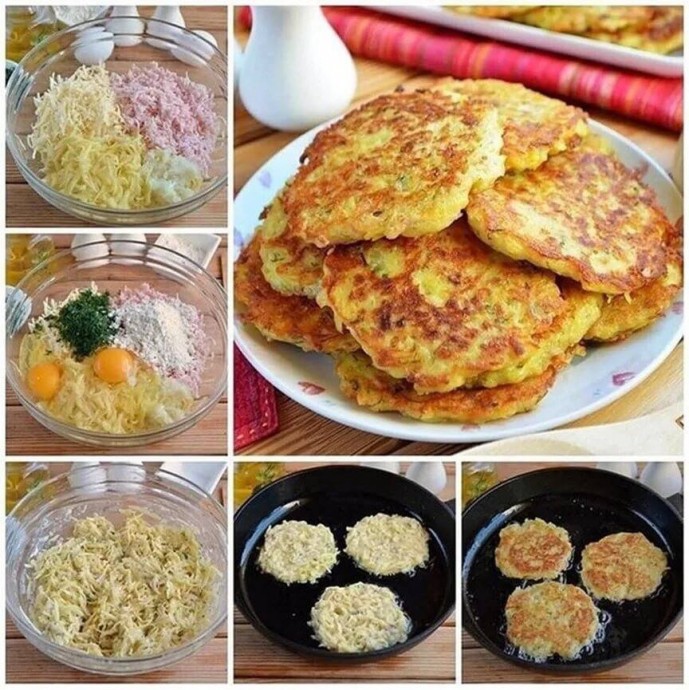 Дранички с ветчиной, сыром и зеленью