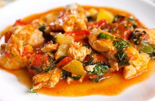 Куриное рагу с творожным сыром Куриное рагу с творожным сыром