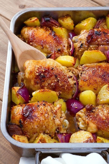 Куриные бедрышки с картофелем Куриные бедрышки с картофелем
