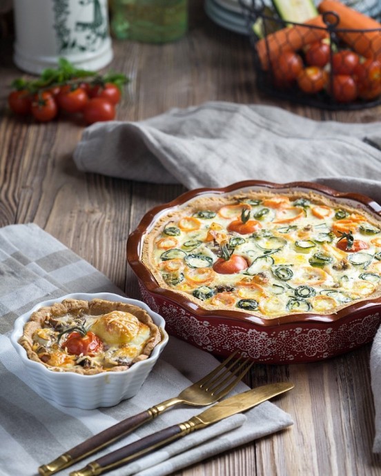 Киш с овощами, шампиньонами и сыром Киш с овощами, шампиньонами и сыром