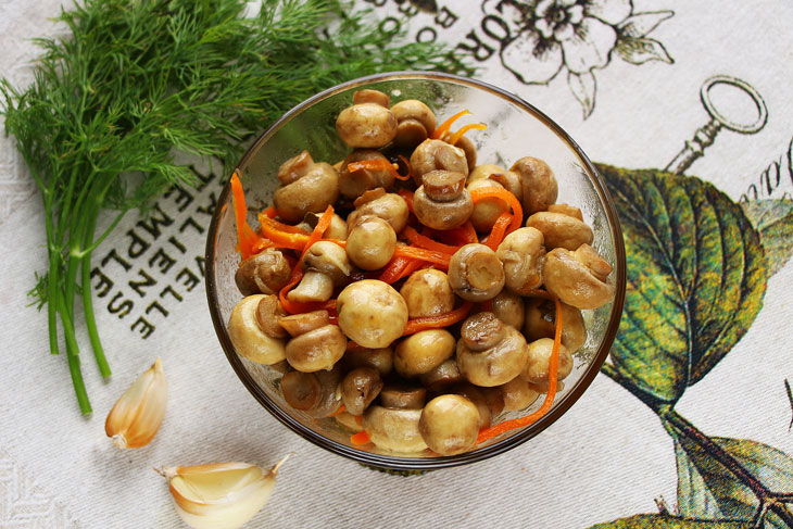 Маринованные грибы с морковью за 10 минут