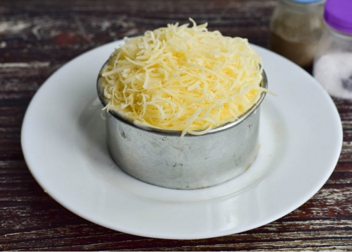 Слоеный салат из куриной грудки и соленых огурцов Слоеный салат из куриной грудки и соленых огурцов