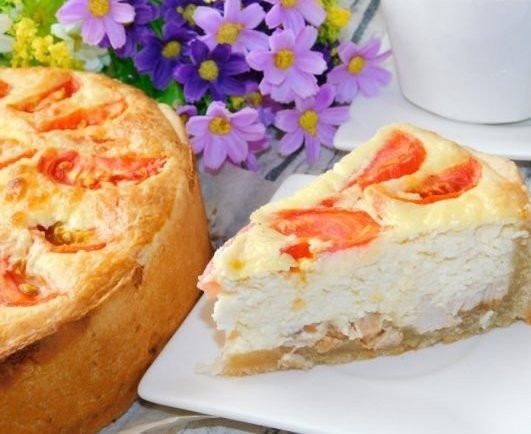 Киш с курицей и помидорами Киш с курицей и помидорами
